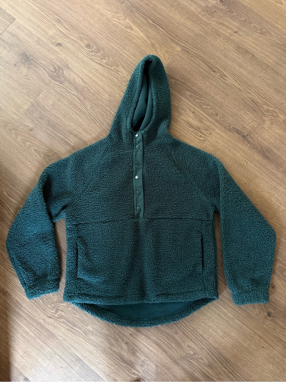 Hooded Sherpa Pullover Sweater - Deep Teal size small